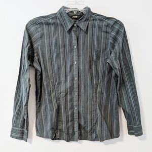 2/20 Eddie Bauer Green Striped Button Up Shirt M